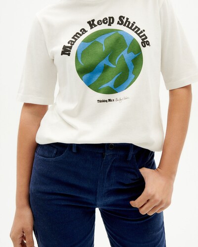 Thinking MU T-shirt en bleu / vert / noir / blanc naturel, Vue avec produit