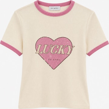 Maglietta 'Lucky Heart' di OH APRIL in bianco: frontale