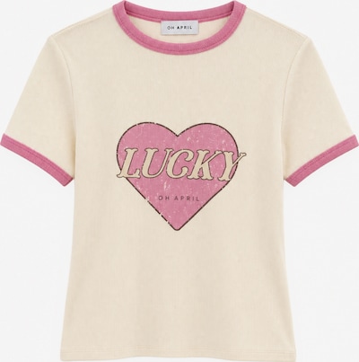 OH APRIL T-Shirt 'Lucky Heart' in L in hellpink / schwarz / wollweiß, Produktansicht