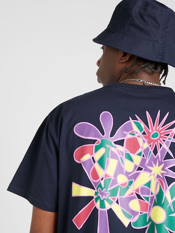 Cleptomanicx T-Shirt 'Flowers' in Blau