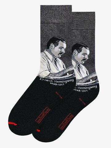MuseARTa Socks 'Science & History - Ernest Hemingway' in Black: front