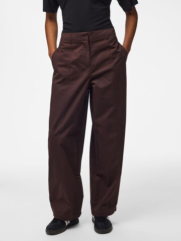 PIECES Regular Trousers 'PAM' in Brown: front