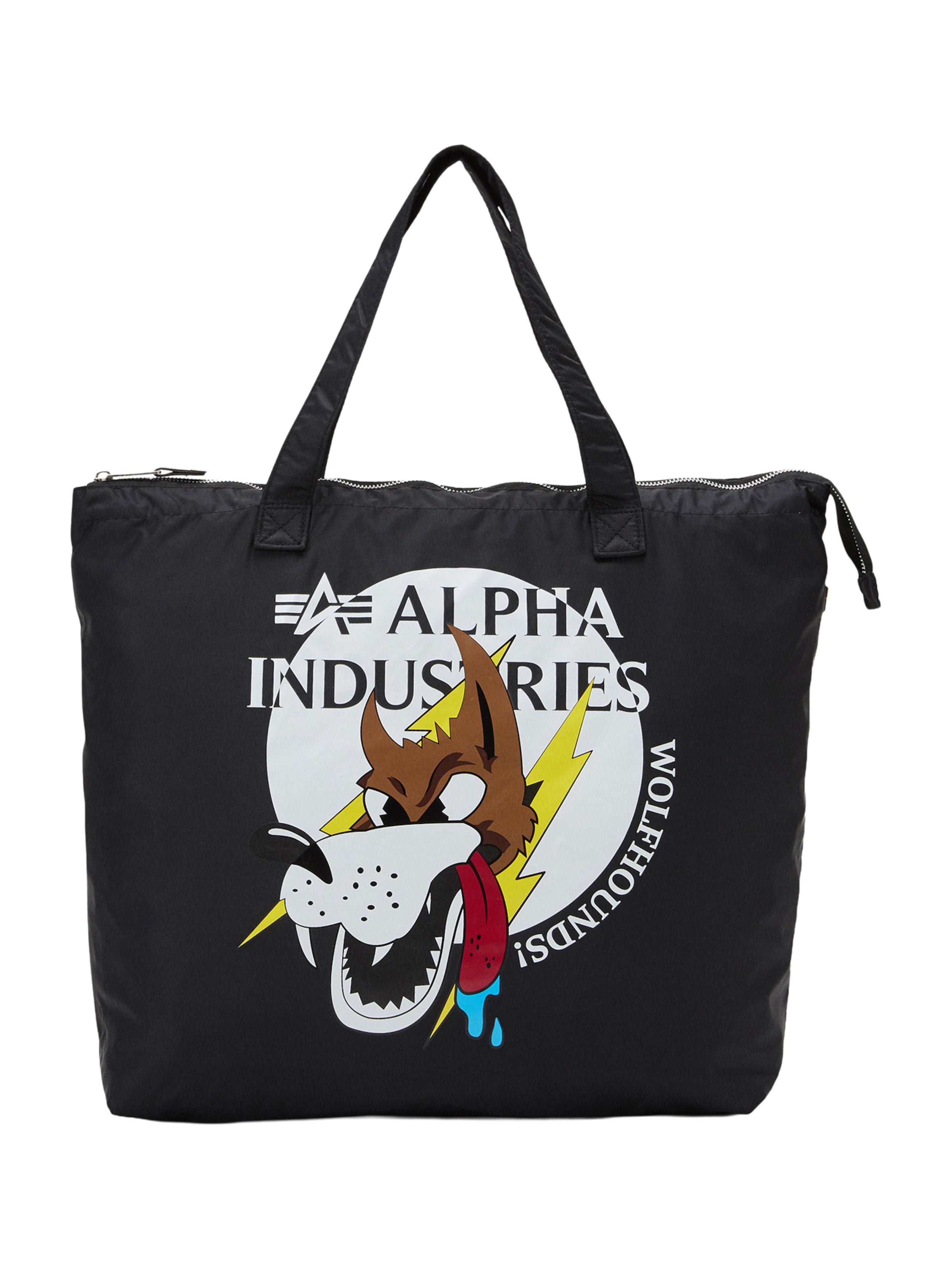 ALPHA INDUSTRIES Ostoskassi 'Wolfhounds' värissä musta: etupuoli