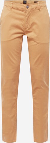 Coupe slim Pantalon chino BOSS en beige : devant