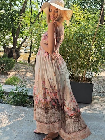 JIORO Zomerjurk 'BAROQUE FLOWERS' in Beige