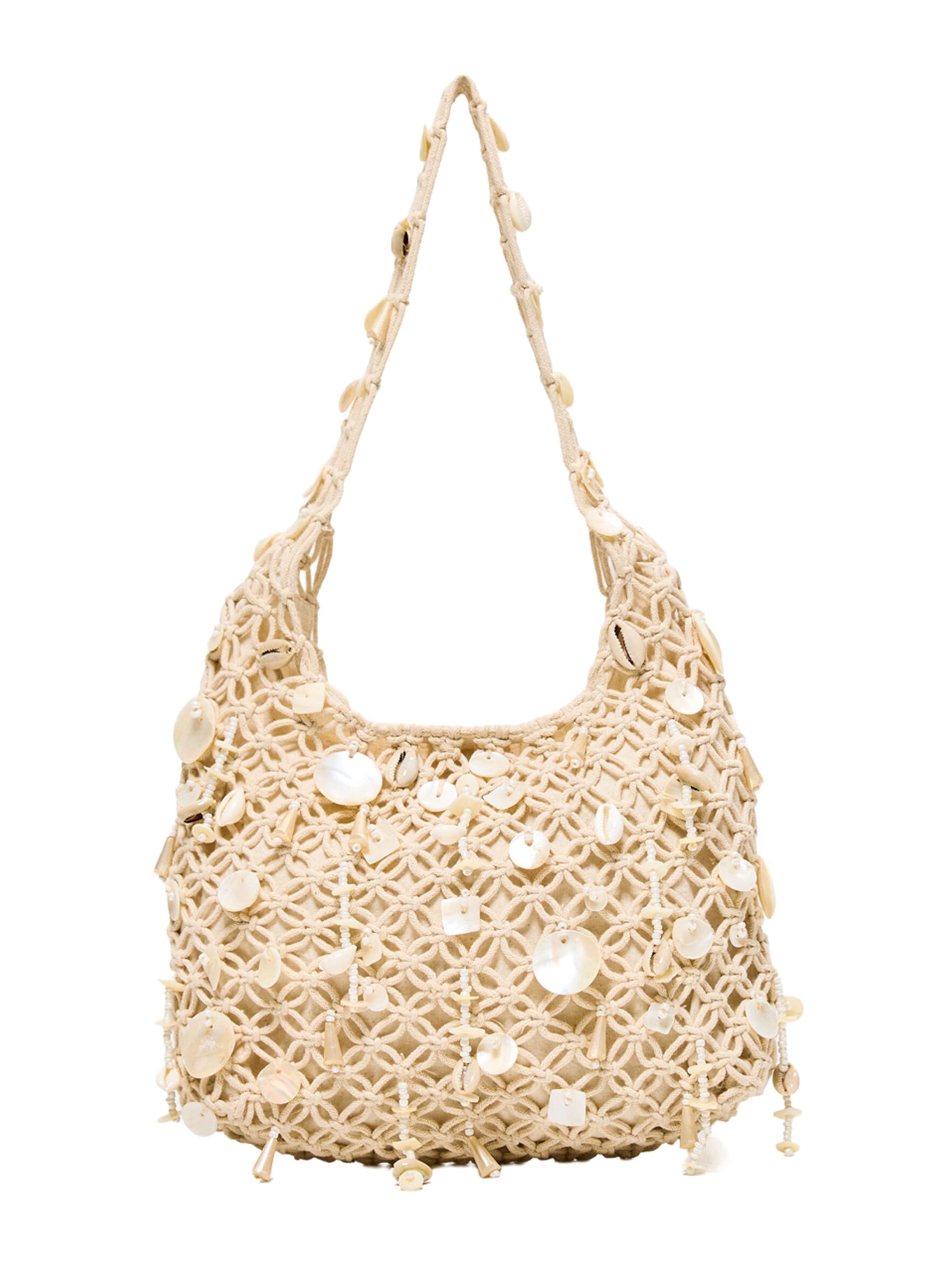 Bershka Shoulder bag in Beige: front