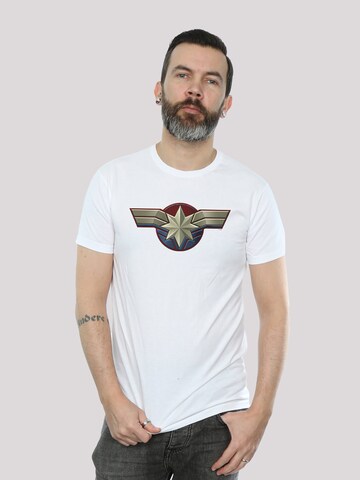 F4NT4STIC Shirt 'Captain Marvel Chest Emblem' in White: front