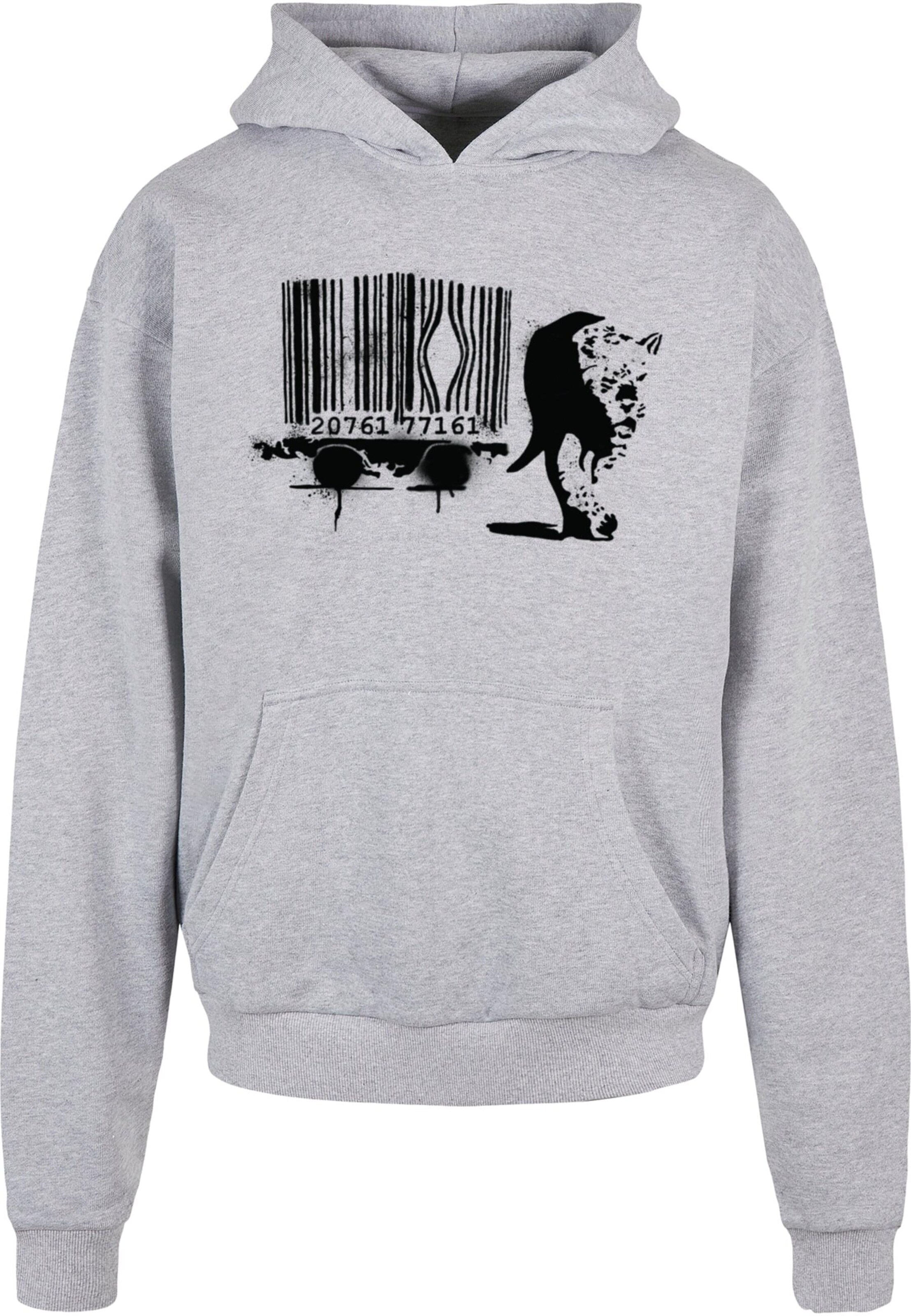 Merchcode Sweatshirt 'Brandalised - Barcode Leopard' in Grey: front