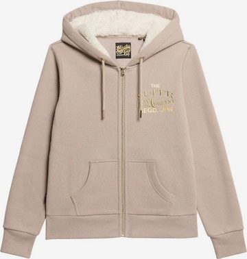 Superdry Sweatvest 'Luxe' in Beige: voorkant