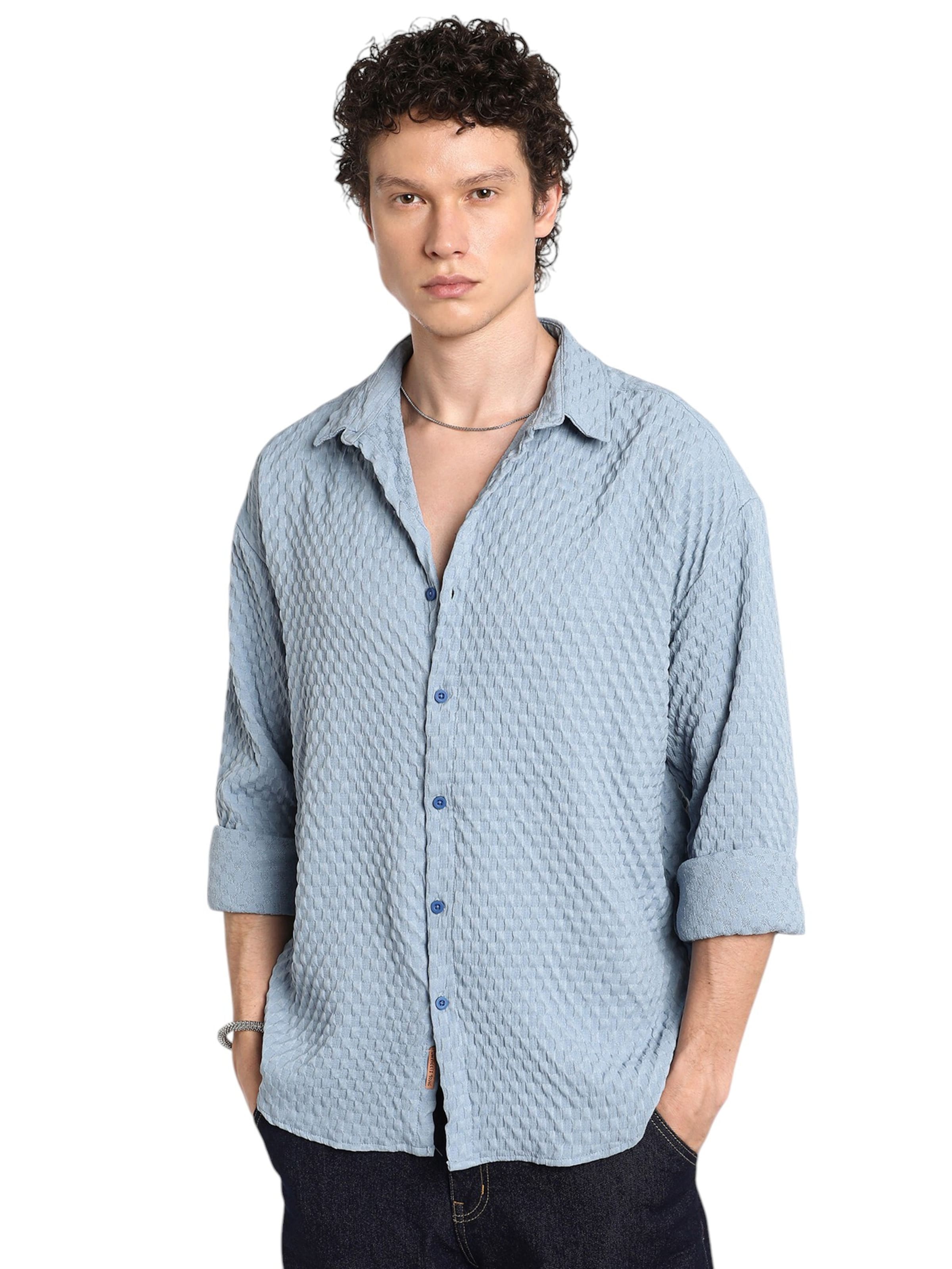 Campus Sutra Pohodlné nošení Košile 'Tess' – modrá: přední strana