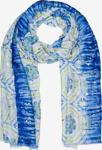 styleBREAKER Schal 'Schal mit Batik Muster Metallic' in Blau: Vorderseite