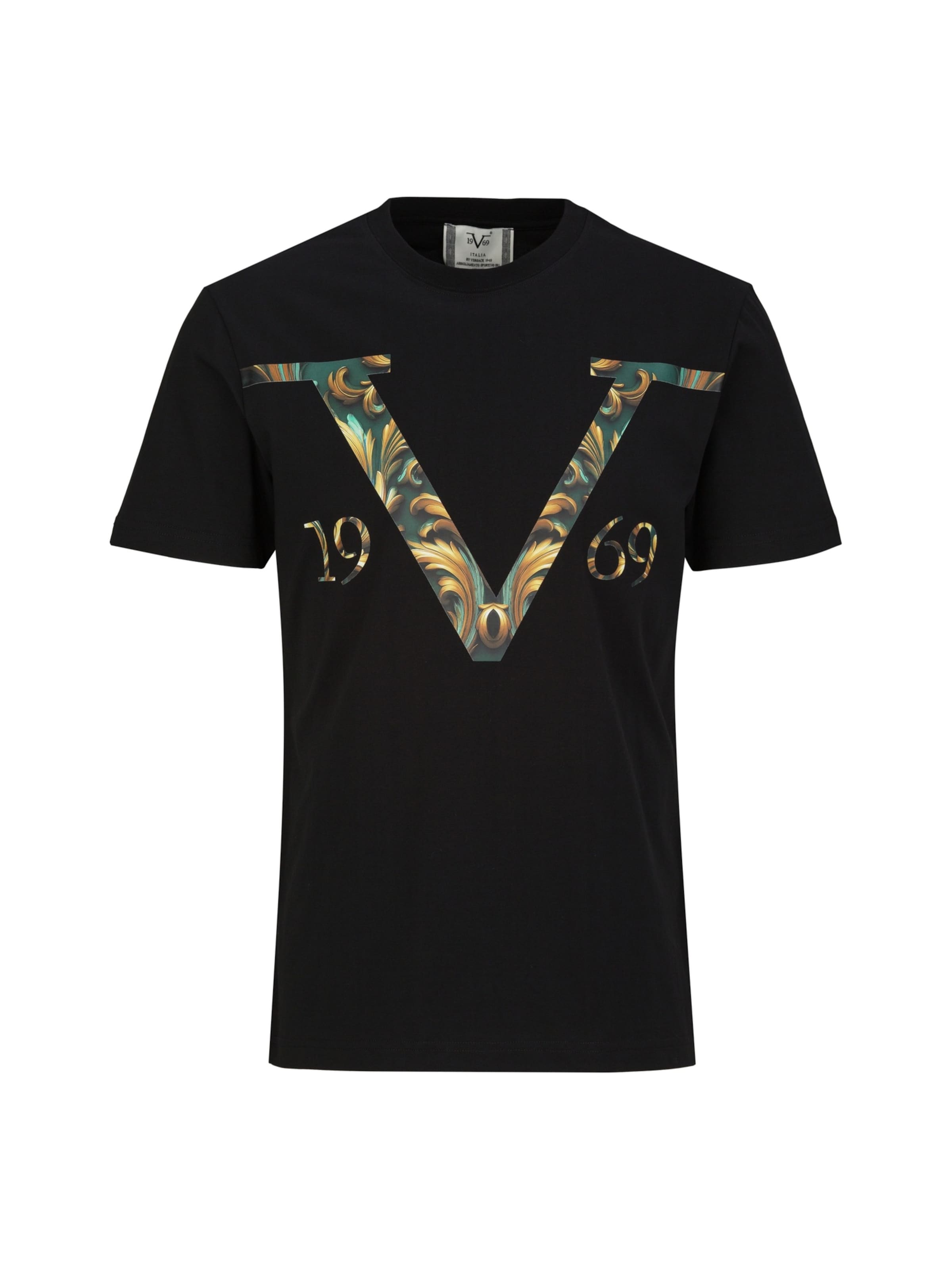 19V69 ITALIA T-shirt 'Rafael V Baroque' i svart: framsida