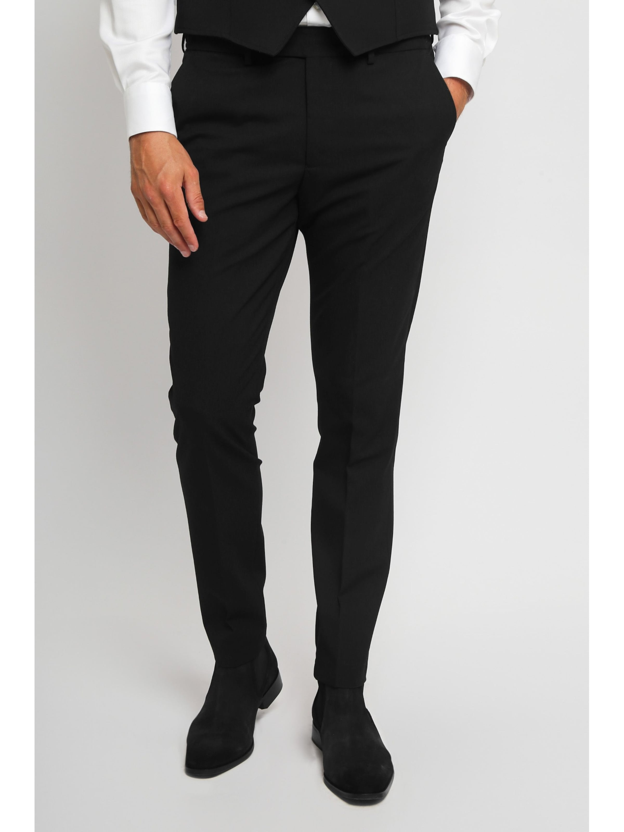 Suitable Slim fit Trousers with creases in Black