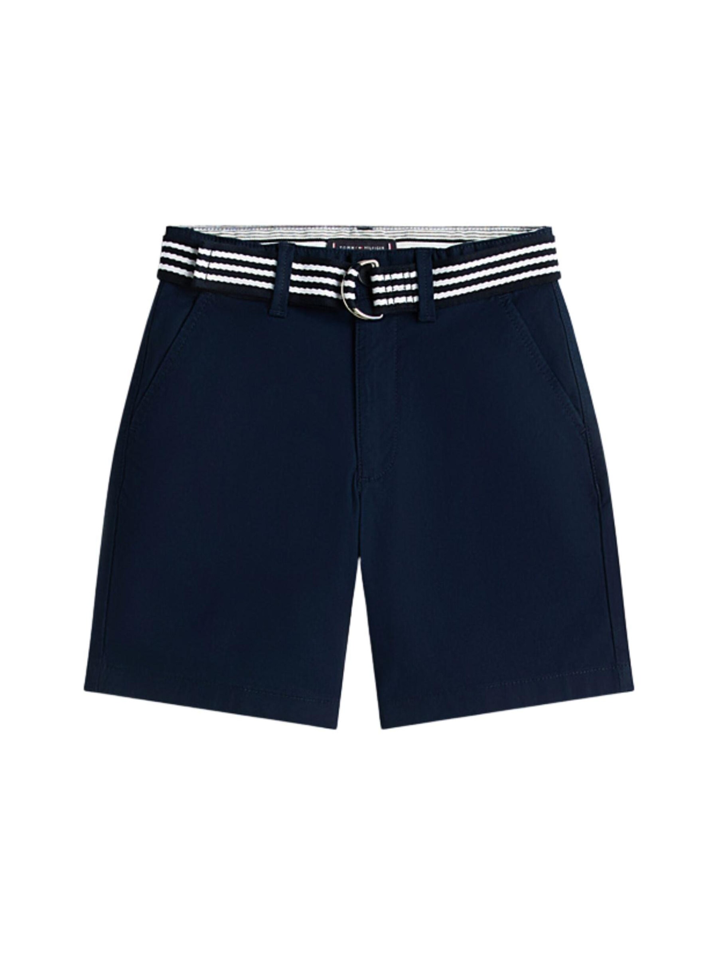 Baggy Pantalon 'BAGGY CHINO BELTED SHORT BERMUDA' Tommy Hilfiger Kids en bleu : devant