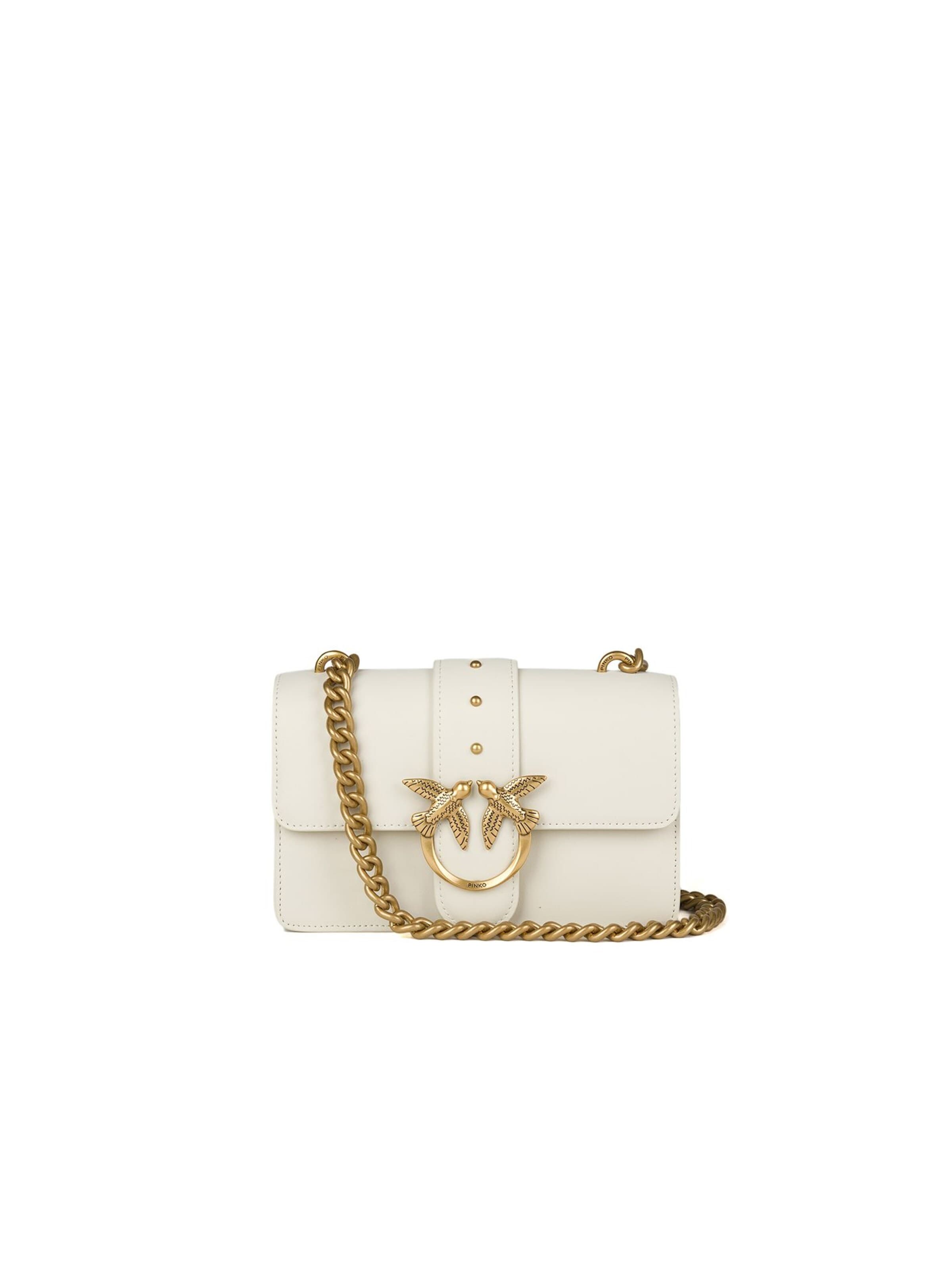 PINKO - Bolso de hombro 'Love One Mini C Vitello Seta' en blanco: frente