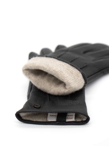Hand Gewand by Weikert Full finger gloves 'JESS - Ziegeleder Kaschmir Fütterung' in Black