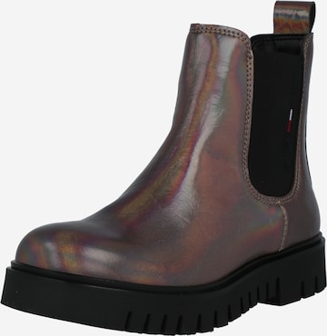 Tommy Jeans Chelsea boots in Zilver: voorkant