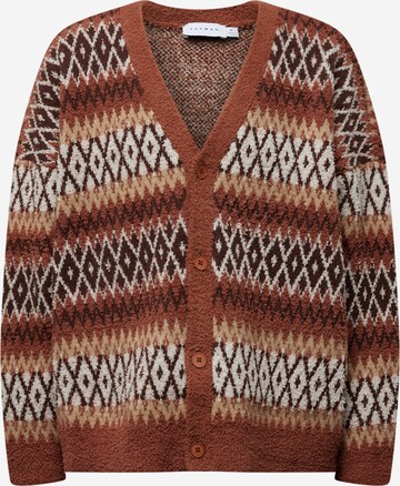 TOPMAN Knit Cardigan in Brown: front