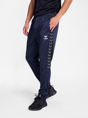 Hummel Tapered Workout Pants in Blue: front