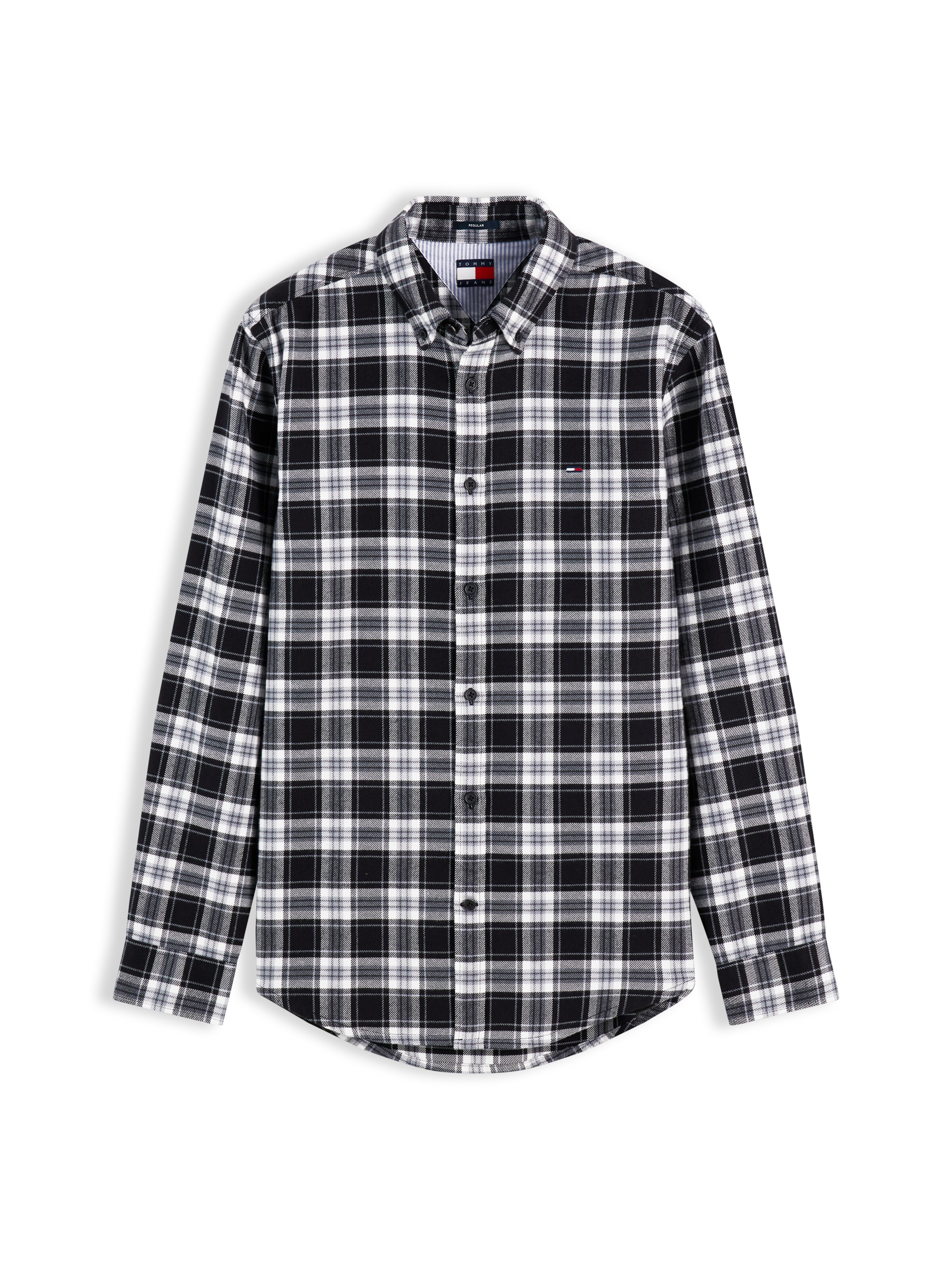 Tommy Jeans Button Up Shirt in Black: front