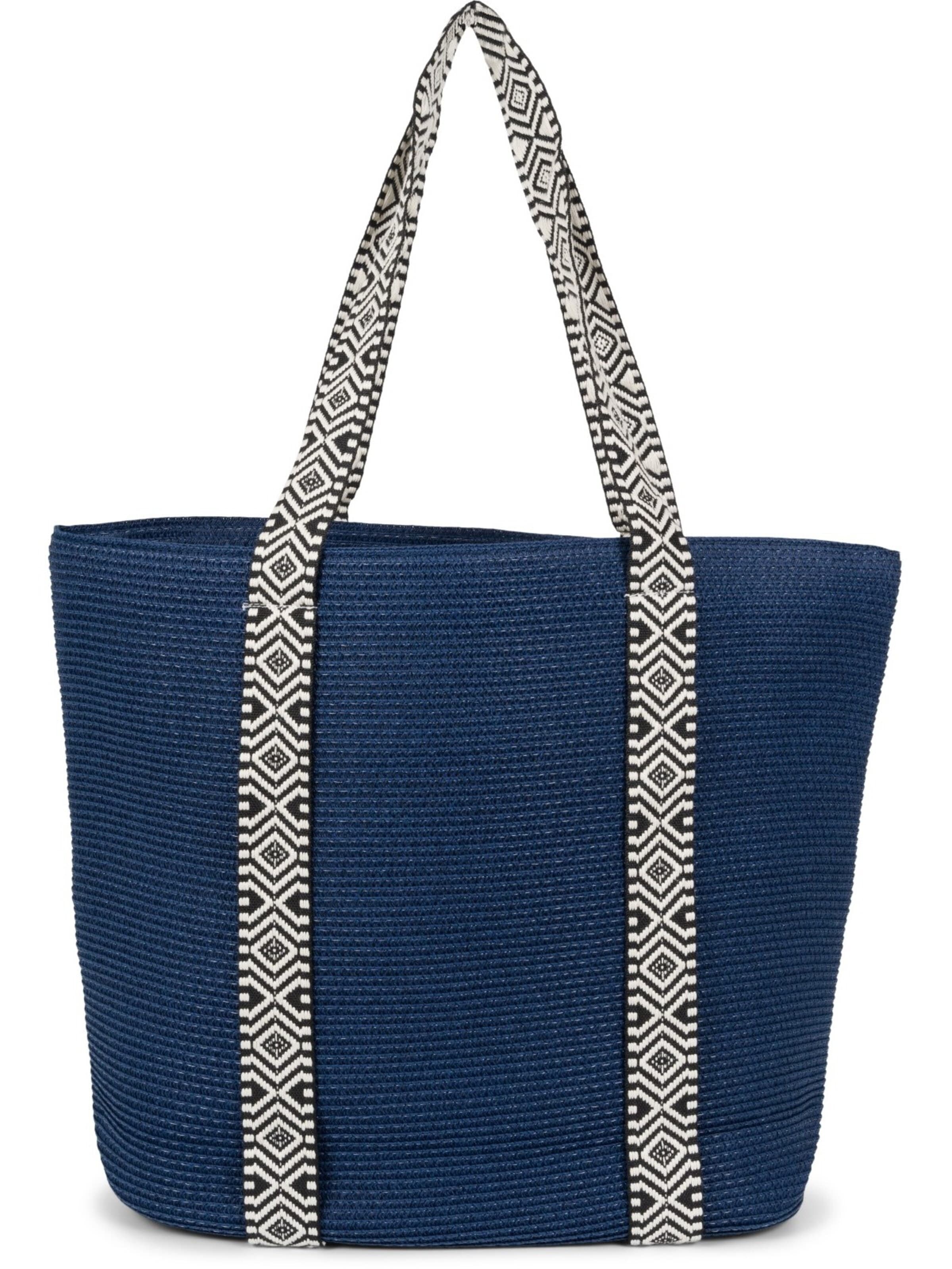 styleBREAKER Strandtasche 'Papierstroh Strandtasche Azteken Muster'‌‌‌‌‌ in One Size in dunkelblau, Produktansicht
