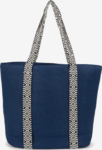 styleBREAKER Strandtasche 'Papierstroh Strandtasche Azteken Muster' in Blau: Vorderseite