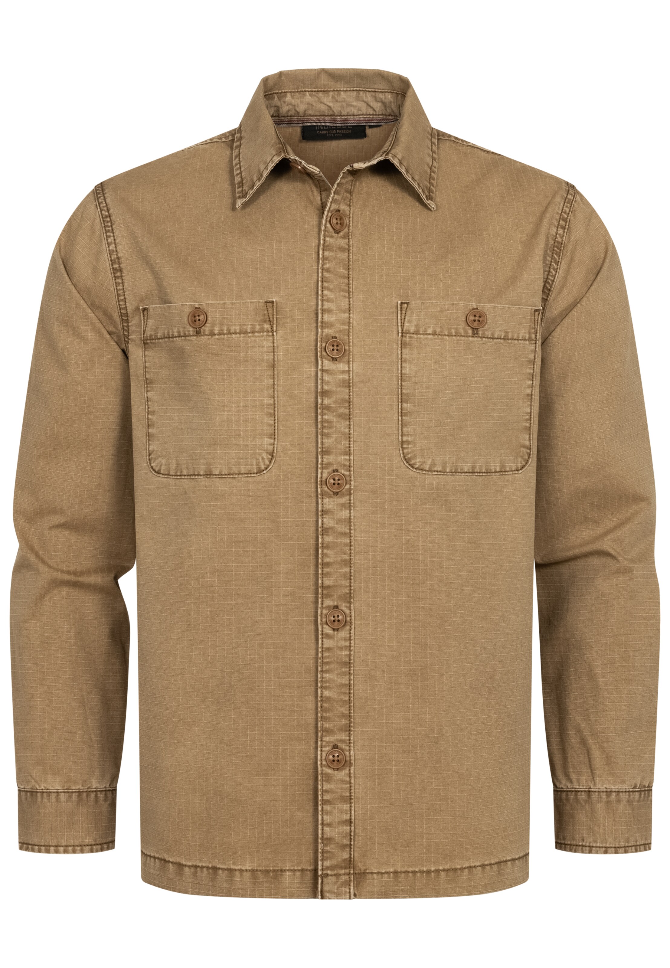 INDICODE JEANS Regular Fit Hemd 'Pilou' in Braun: Vorderseite