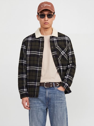 JACK & JONES Flisová bunda 'JJZAC', veľkosť S - tmavohnedá / čierna / biela, Produkt