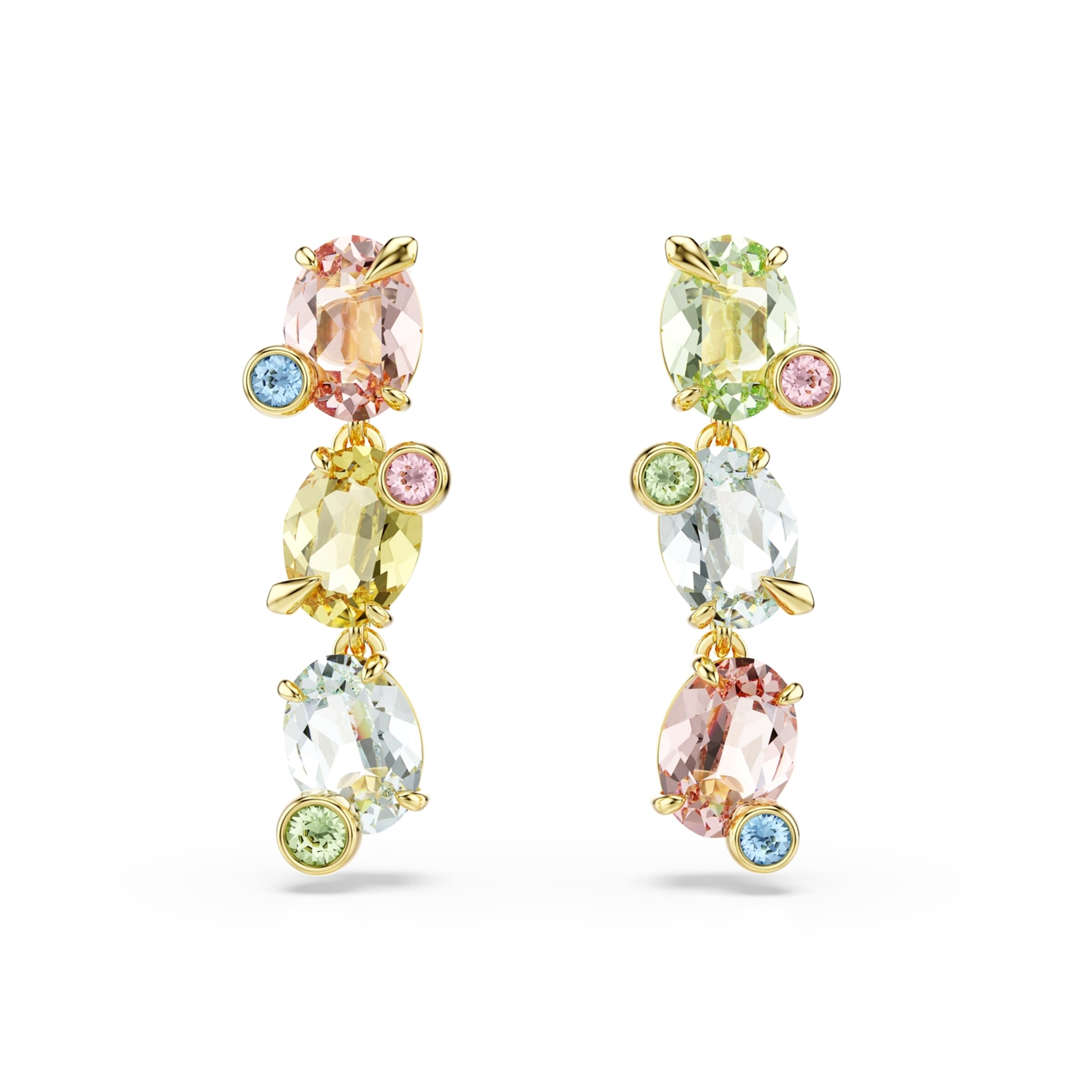 Boucles d'oreilles Swarovski en or : devant