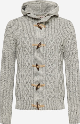 Petrol Industries Knit Cardigan in Grey: front