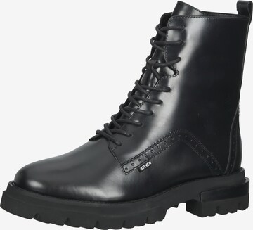 Steven New York Lace-Up Ankle Boots in Black: front