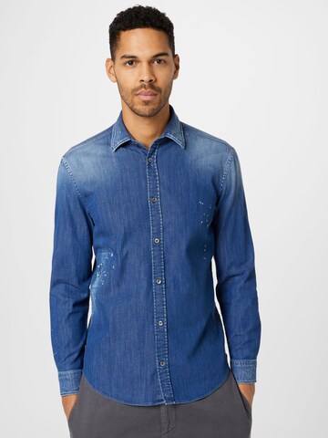 Coupe slim Chemise Dondup en bleu : devant