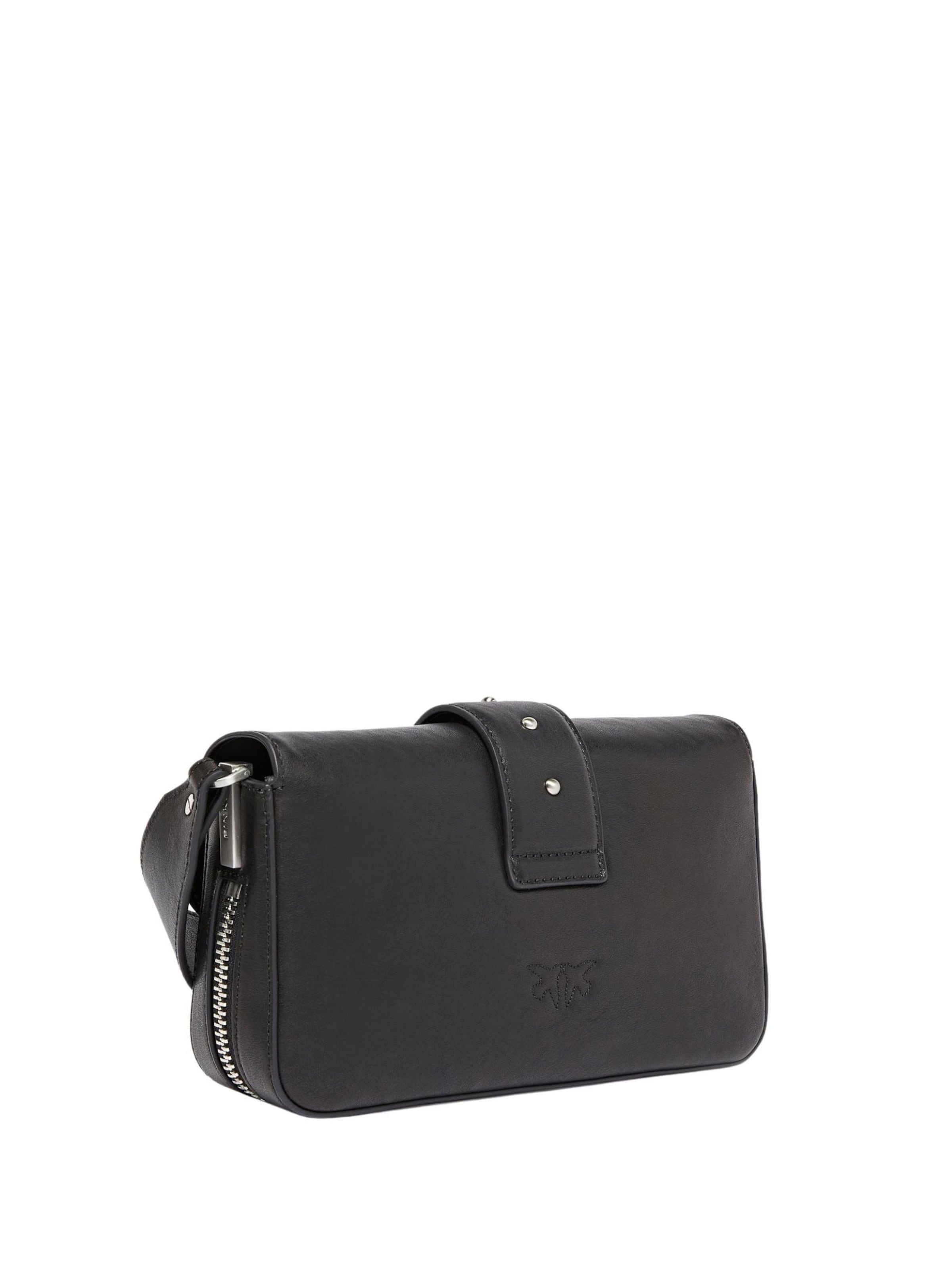 PINKO Schoudertas 'Pinko Sac Rabat Love One Slouchy Zip Mini Vite Noir' in Zwart