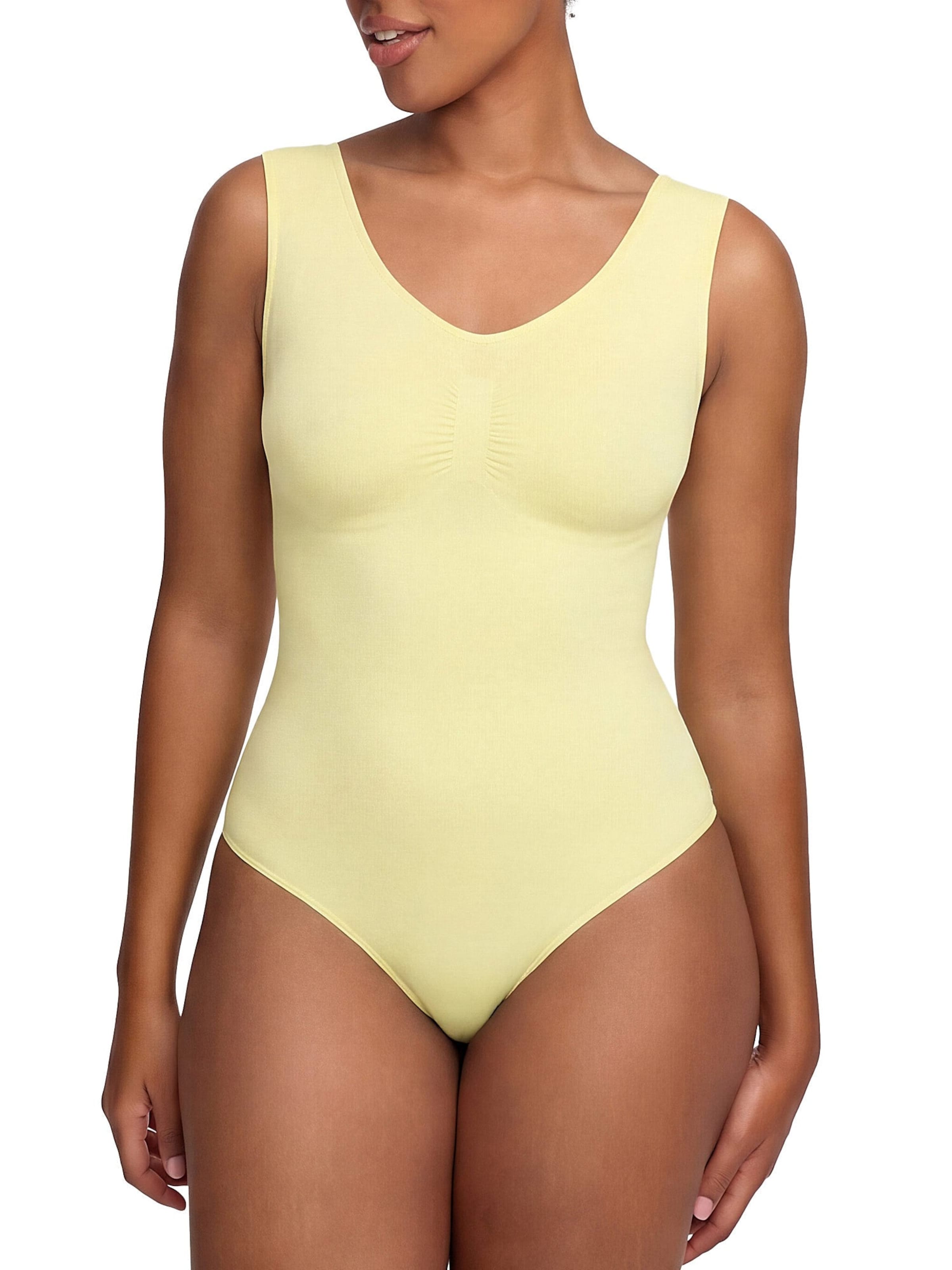 cfab (formerly creamy fabrics) - Body moldeador 'Tank Bodysuit Sculpting Shapewear mit Slip' en amarillo: frente