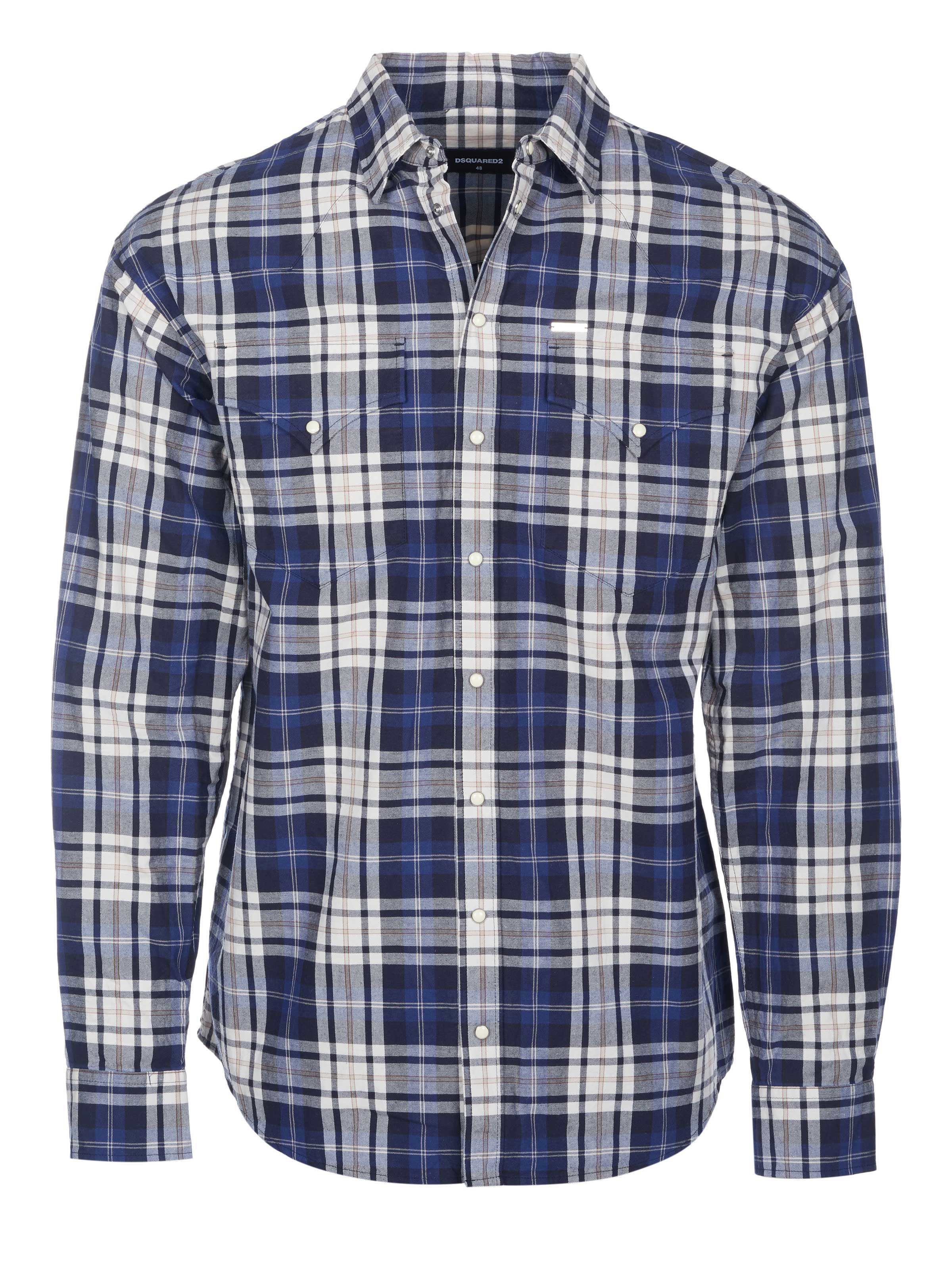 DS2 Shirt 'Dsquared2 Hemd Check Drop blau' in Blue: front