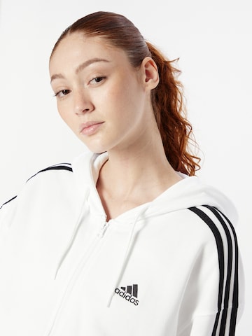 ADIDAS SPORTSWEAR Athletic Zip-Up Hoodie 'Essentials 3-Stripes French Terry' in White