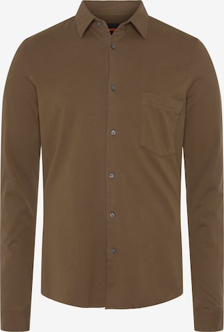 BOSS Button Up Shirt in Brown: front