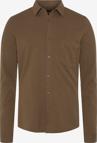 BOSS Orange Button Up Shirt in Brown: front