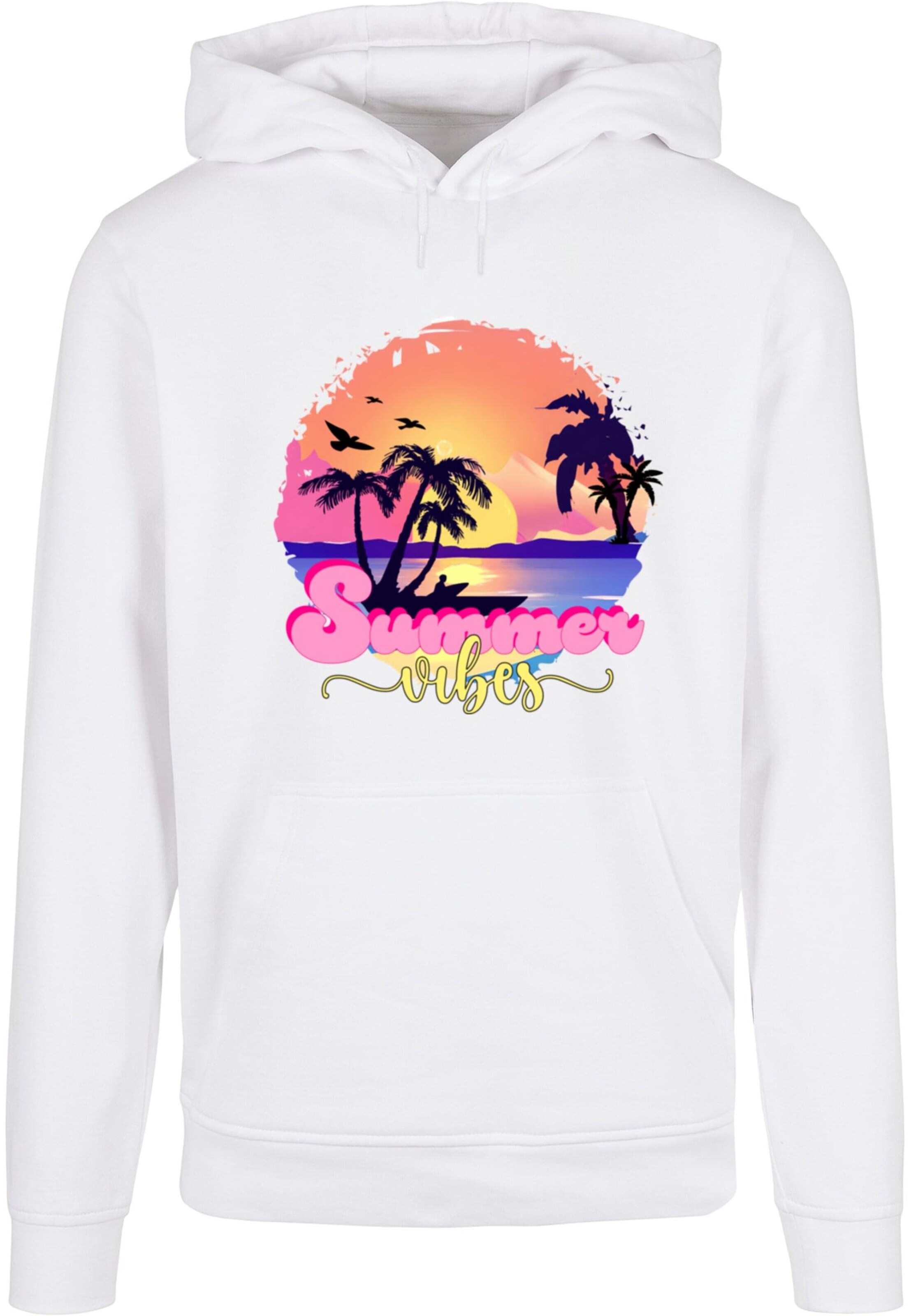 Merchcode Sweatshirt 'Summer Vibes Sunset' in Weiß: Vorderseite