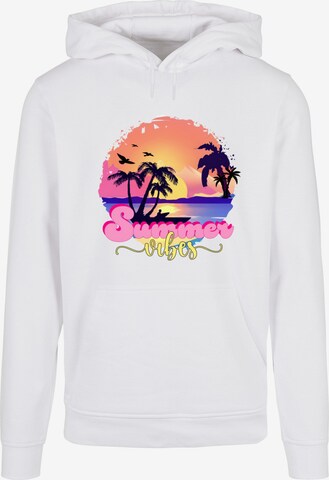 Sweat-shirt 'Summer Vibes Sunset' Merchcode en blanc : devant