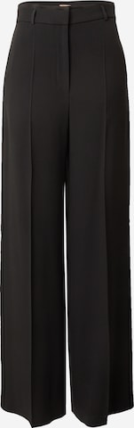 BOSS Black Wide leg Pleated Pants in Black: front