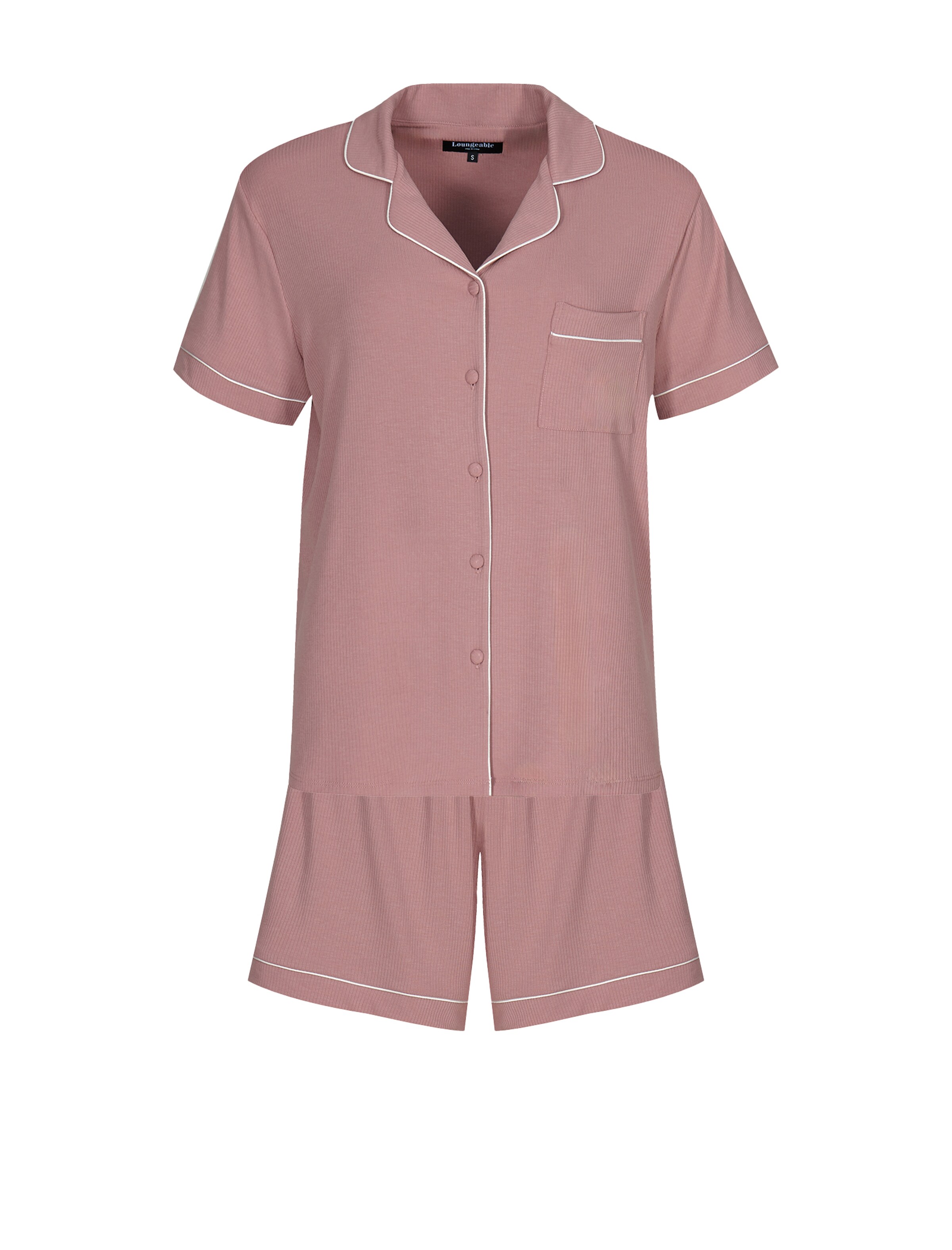 Loungeable Short Pajama Set in Pink: front