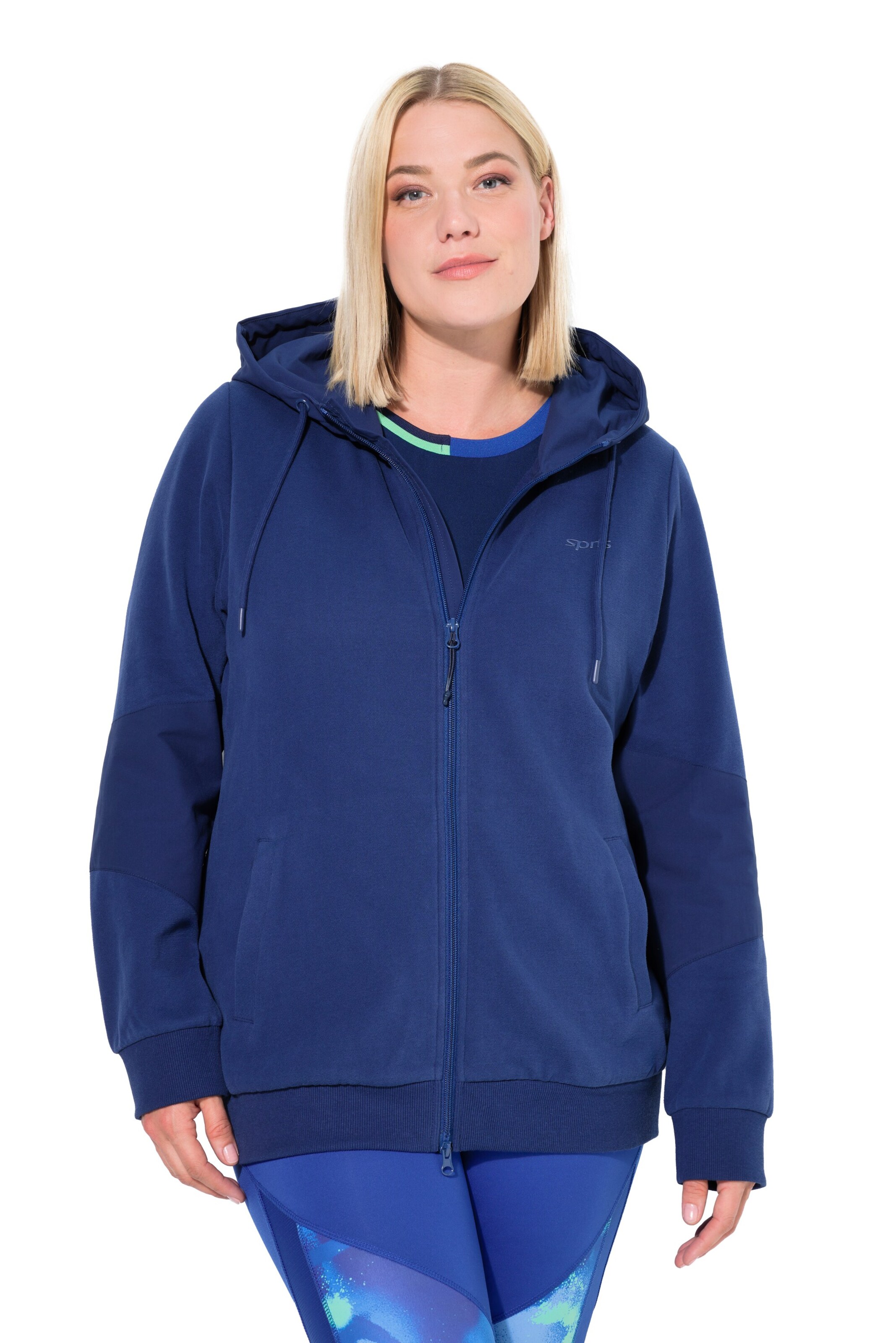 Ulla Popken Sweatjacke in Blau: Vorderseite