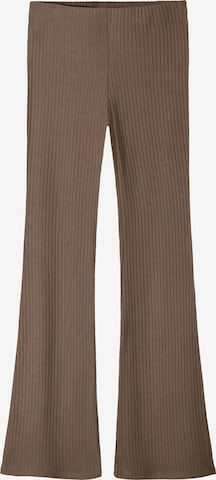 Bershka Flared Trousers in Brown: front