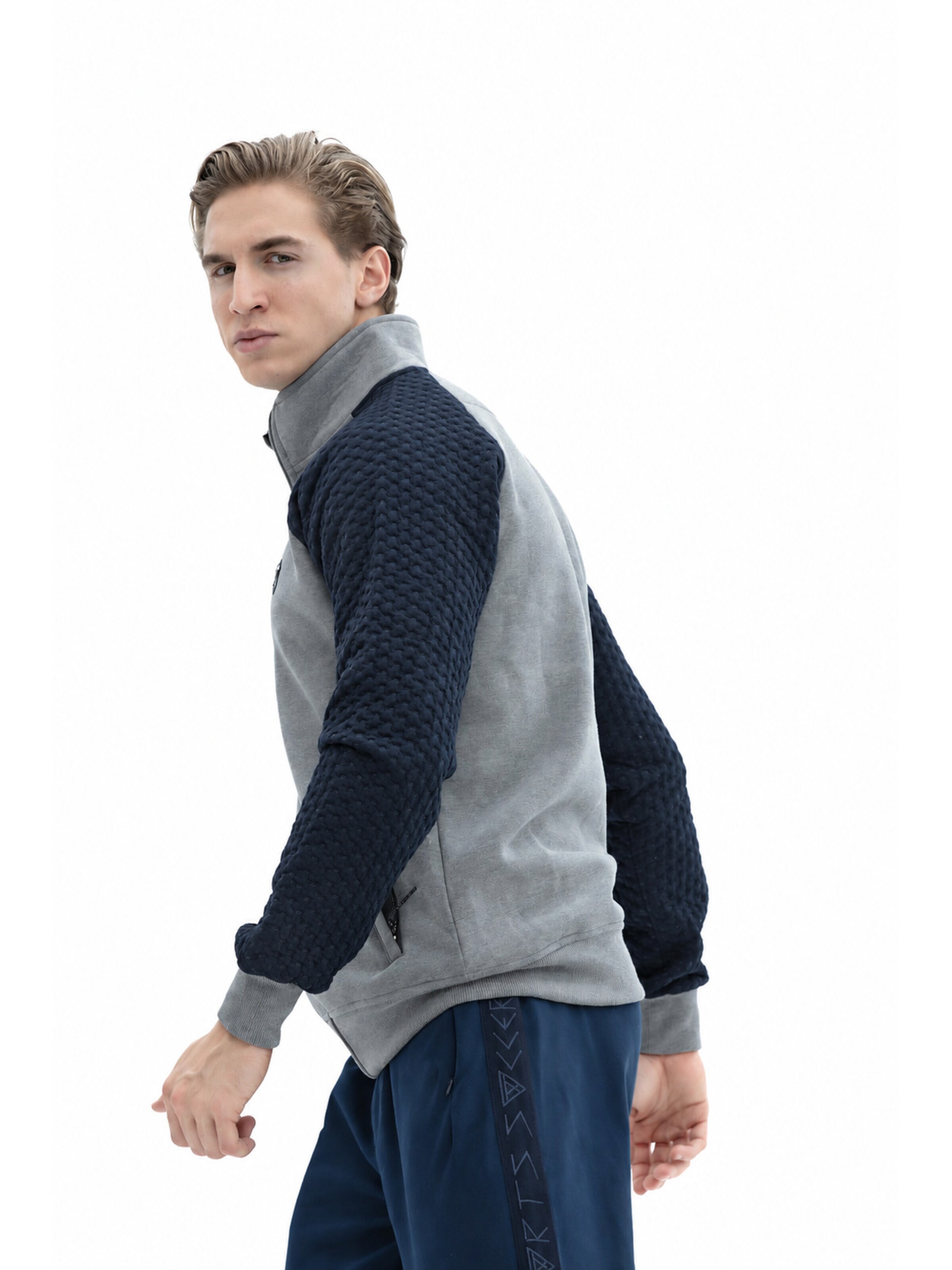 SCR. Sports sweat jacket 'LEBO' in Grey