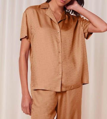 TRIUMPH Pajama Shirt 'Silky Sensuality' in Brown