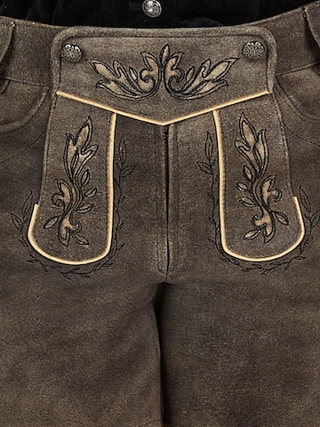 SPIETH & WENSKY Regular Lederhose 'Helga' mit Stickerei in Braun