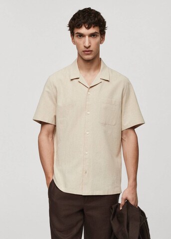 MANGO MAN Comfort fit Button Up Shirt 'Gozo' in Beige: front