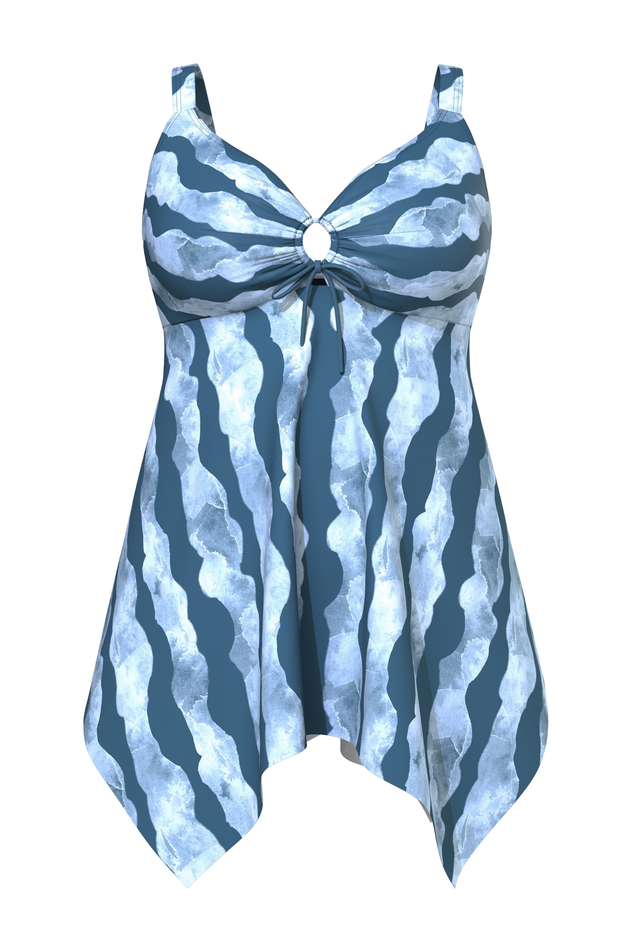 Ulla Popken Minimizer Badpakjurk &#x27;Judy&#x27; in Blauw: voorkant