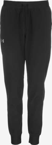 UNDER ARMOUR Workout Pants 'Woven' in Black: front